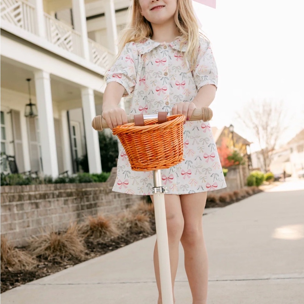 White Dress with Bow Print - Pippa Woven Dress with Bows